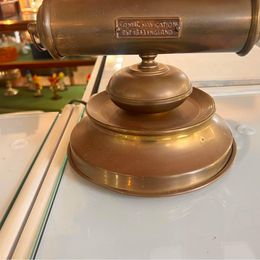 Victorian desk kerosene lamp with white glass shade and original chimney and carrying handle