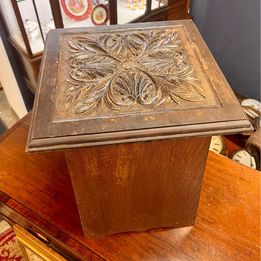 A lovely Edwardian mahogany fireside log or coal cabinet seat beautifully carved