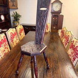 A lovely Victorian spinning chair with extensive carving to the seat and back