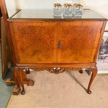 Load image into Gallery viewer, A burr walnut cocktail drinks cabinet with fantastic rich colour