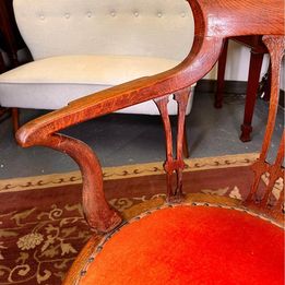 Early 20th Century Oak Rail Back Leather Revolving Desk Chair