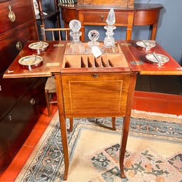An Edwardian Flame Mahogany Cards And Drinks Table With Lovely Inlay Work C.1900