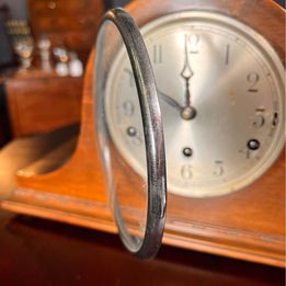 Edwardian Mahogany Napoleon Hat Mantel Clock with Westminster chime in lovely condition