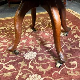 Early 20th Century Oak Rail Back Leather Revolving Desk Chair