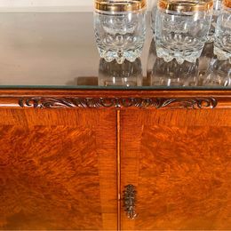 A burr walnut cocktail drinks cabinet with fantastic rich colour