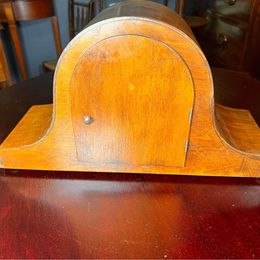 Edwardian Mahogany Napoleon Hat Mantel Clock with Westminster chime in lovely condition