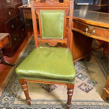 Load image into Gallery viewer, An antique decorative carved and turned Victorian leather office chair