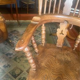 An attractive antique Windsor ash and elm farmhouse elbow chair