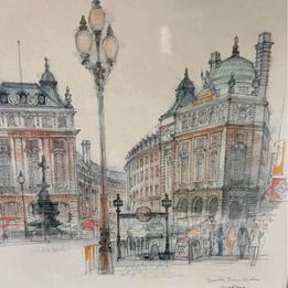 A full set of Mads Stage Watercolour Prints of London Mounted And Framed Under Glass