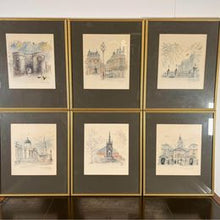 Load image into Gallery viewer, A full set of Mads Stage Watercolour Prints of London Mounted And Framed Under Glass