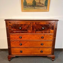 Load image into Gallery viewer, A Victorian Flamed Mahogany Lancashire chest of drawers with mother of pearl handles