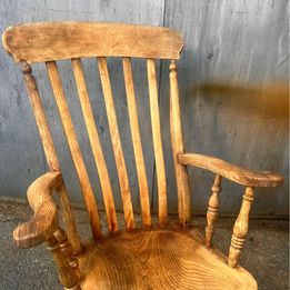 A Handsome Farmhouse Solid Beech Rocking Chair In Lovely Original Condition