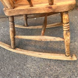 A Handsome Farmhouse Solid Beech Rocking Chair In Lovely Original Condition