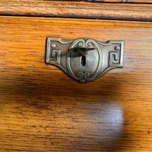 Load image into Gallery viewer, A Lovely Arts And Crafts Oak Bureau Bookcase with tooled leather writing area