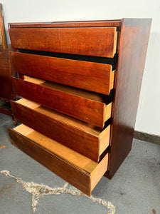 A Dillingham Mid Century Book-Matched Highboy Dresser In Fantastic Condition c 1970