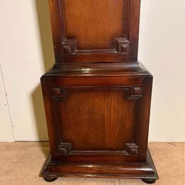 A Lovely Long Cased Tempus Fugit Oak Clock With Westminster Chime