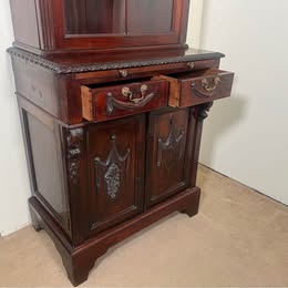 A Lovely Inlaid Bureau Bookcase With Slide Out Leather Writing Area And Plenty Of Storage