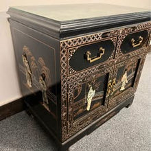 Load image into Gallery viewer, A Delightful Country House Condition Two Door Two Handled Lacquered Chinoiserie Cabinet