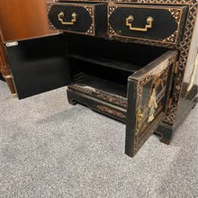 Load image into Gallery viewer, A Delightful Country House Condition Two Door Two Handled Lacquered Chinoiserie Cabinet