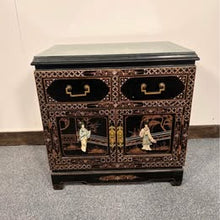 Load image into Gallery viewer, A Delightful Country House Condition Two Door Two Handled Lacquered Chinoiserie Cabinet