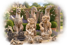 Load image into Gallery viewer, Selection of Sitting &amp; Wall-Hanging Gargoyle Stone Garden Ornaments