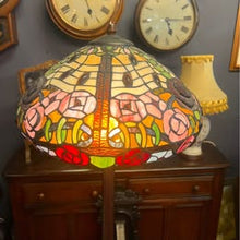 Load image into Gallery viewer, Floral Floor Standing Tiffany Standard Lamp With Fluted Column
