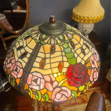 Load image into Gallery viewer, Floral Floor Standing Tiffany Standard Lamp With Fluted Column