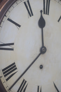 A handsome antique mahogany eight day school wallclock with a 12" clean white dial