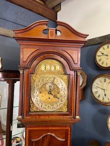 Magnificent Antique eight Day Mahogany Inlaid Marquetry Long Case Grand Father Musical Clock