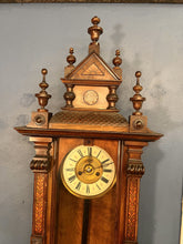 Load image into Gallery viewer, An Impressive Antique Mahogany Cased Striking Vienna Regulator Wall Clock Inlaid With Fruitwoods