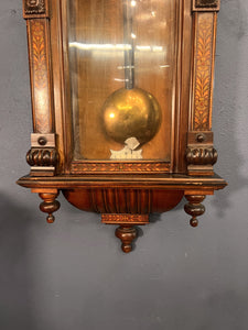 An Impressive Antique Mahogany Cased Striking Vienna Regulator Wall Clock Inlaid With Fruitwoods