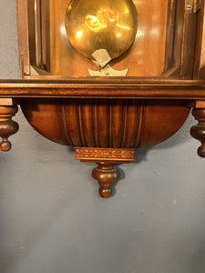 An Impressive Antique Mahogany Cased Striking Vienna Regulator Wall Clock Inlaid With Fruitwoods