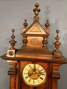 An Impressive Antique Mahogany Cased Striking Vienna Regulator Wall Clock Inlaid With Fruitwoods