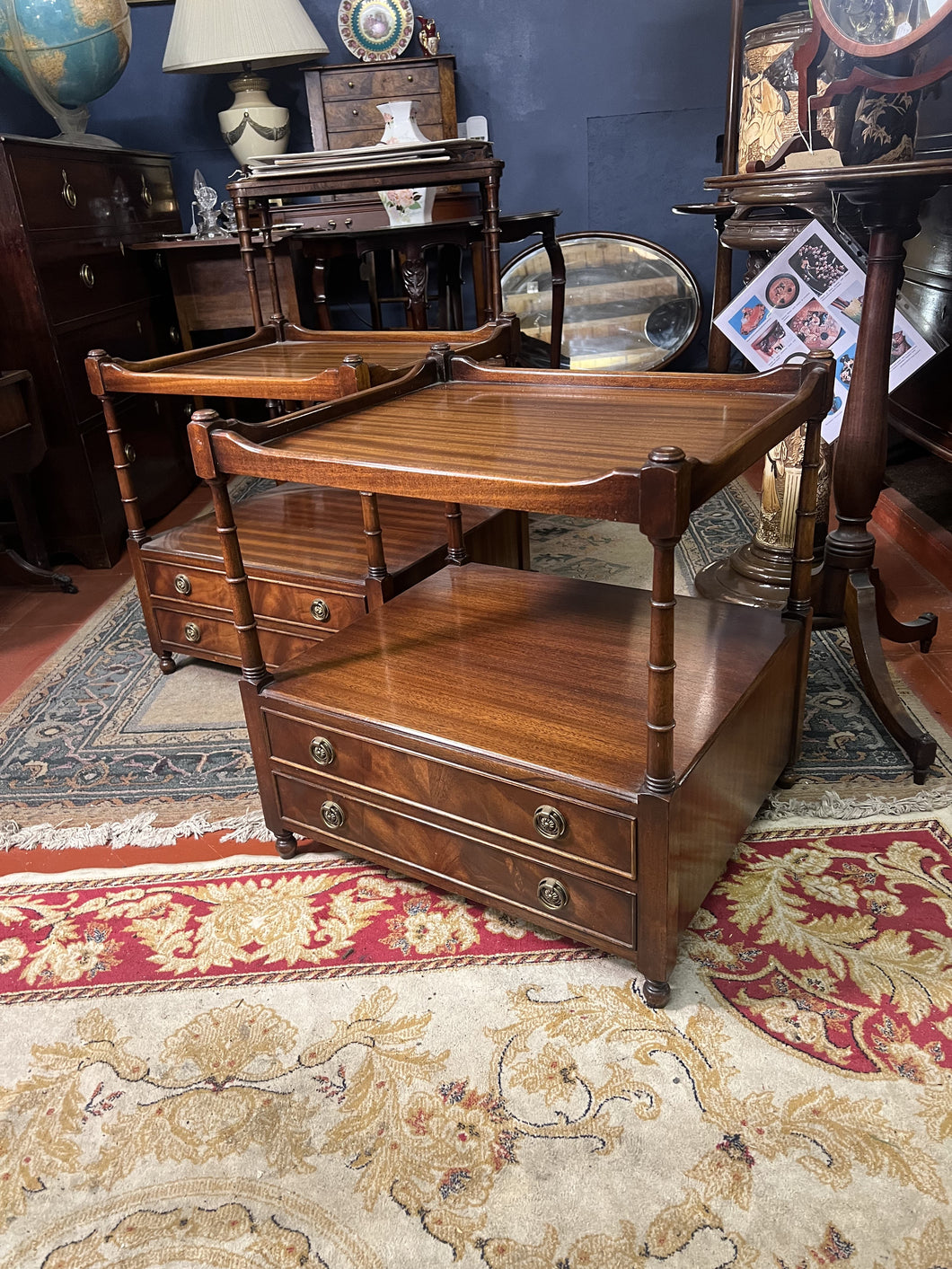 A Matching Pair Of Mahogany Bevan Funnel Bedside Or Occasional Tables