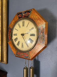 A fabulous German 19th century “Postman’s” weight driven wall clock striking the hours on a gong