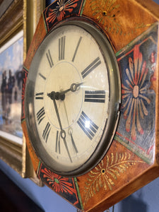 A fabulous German 19th century “Postman’s” weight driven wall clock striking the hours on a gong