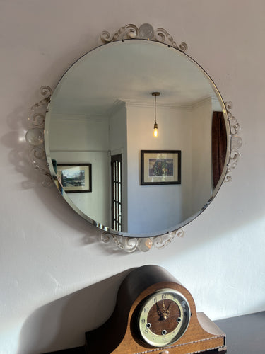 A Stunning Original Vintage Art Deco Period Wall Mirror With Glass Balls And Decoration