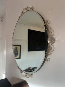 A Stunning Original Vintage Art Deco Period Wall Mirror With Glass Balls And Decoration