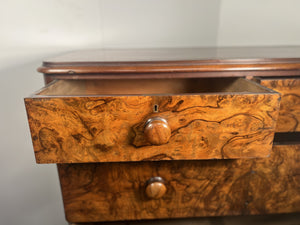 An Antique Victorian Walnut Chest Of Drawers Faced With Amazing Burr Walnut