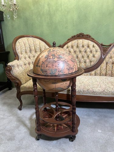 A Very Decorative Vintage Bar Globe With Wide Lower Shelf “Calipso” Made by Zoffoli Of Italy