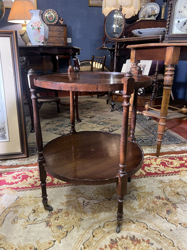 Regency Period Two Tier Flame Walnut Gueridon Table With Elegant Turned Legs