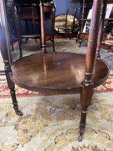 Load image into Gallery viewer, Regency Period Two Tier Flame Walnut Gueridon Table With Elegant Turned Legs