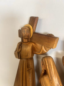 A Stunning Antique French Hand Carved Pearwood Sculpture Of Jesus And The Holy Women