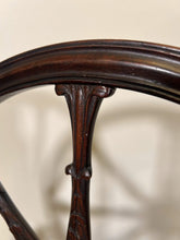 Load image into Gallery viewer, An Edwardian Sheraton Style Wheel Back Open Armchair With Amazing Carved Detail