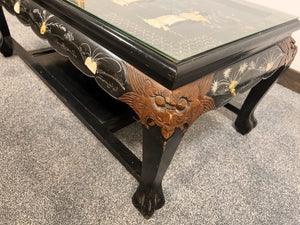 A Chinoiserie Black Lacquer Panelled Coffee Table In Fantastic Condition