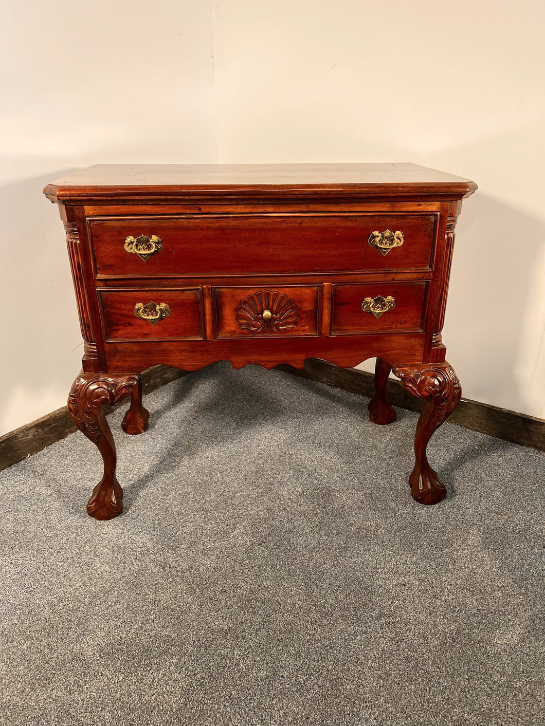 A Carved Mahogany Philadelphia Chippendale Style Lowboy