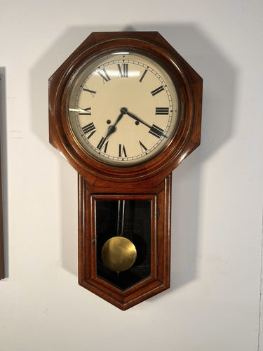 A Late Nineteenth Century American Ansonia Walnut Drop Dial Wall Clock