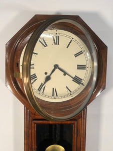 A Late Nineteenth Century American Ansonia Walnut Drop Dial Wall Clock