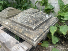 Load image into Gallery viewer, Two Matching Pairs Of Antique Hand Cut Stepped Stone Finials Or Pillar Caps