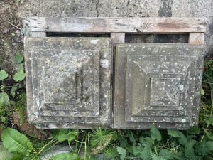 Two Matching Pairs Of Antique Hand Cut Stepped Stone Finials Or Pillar Caps